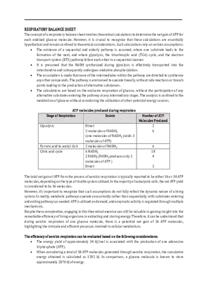 Respiratory Balance Sheet