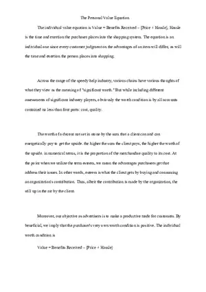 The Personal Value Equation