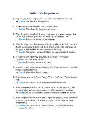 Rules of Verb Agreement