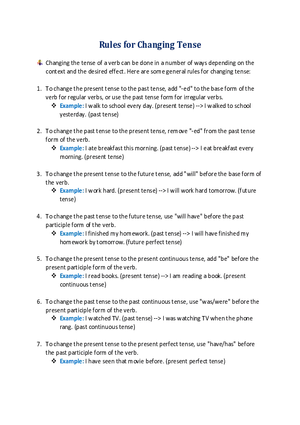 Rules for Changing Tense