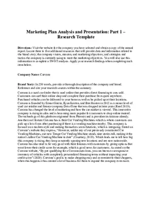 Marketing Plan Analysis and Presentation Carvana