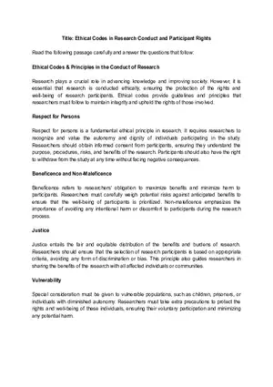 Ethical Codes in Research Conduct and Participant Rights