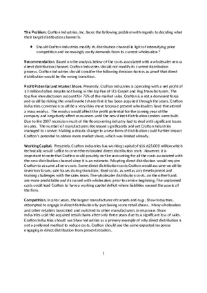 Individual Case Summary forCrafton Industries, Inc.
