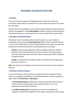 Microbes in Human Welfare