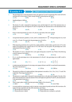 Measurement Error & Experiment Exercise # 1