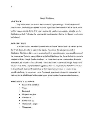 Simple Distillation Lab