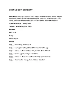 Egg in Vinegar Experiment