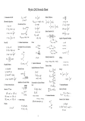 Physics 2AG Formula Sheet