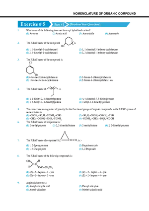 Nomenclature of Organic Compound Exercise # 5