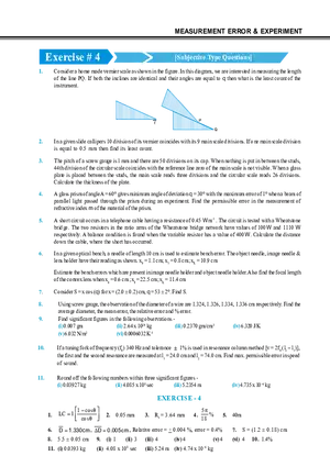 Measurement Error & Experiment Exercise # 4