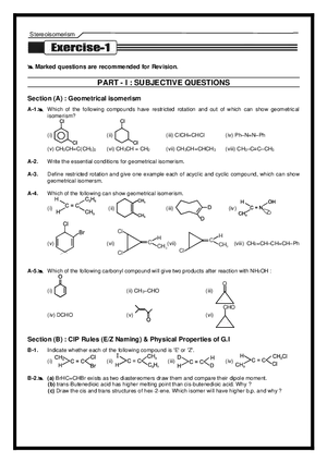 Stereoisomerism Exercises