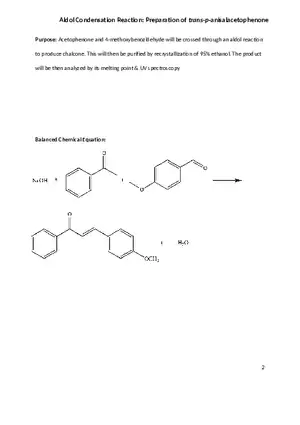 Aldol Condensation Reaction Preparation of Trans-p-Anisalacetophenone