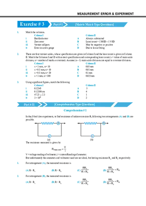 Measurement Error & Experiment Exercise # 3