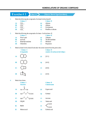 Nomenclature of Organic Compound Exercise # 3