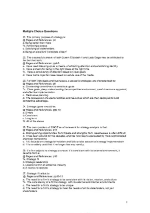 Chapter 1 The Concept of Strategy Multiple Choice