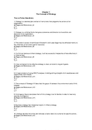 Chapter 1 The Concept of Strategy True False