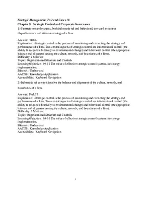 Chapter 9  Strategic Control and Corporate Governance True False