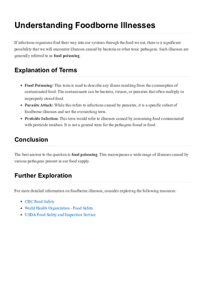 Understanding Foodborne Illnesses