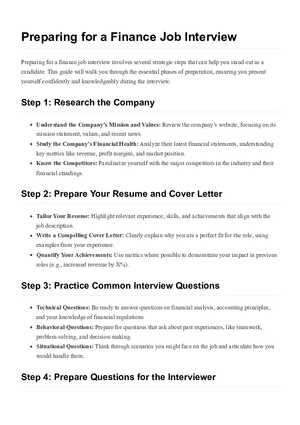Preparing for a Finance Job Interview