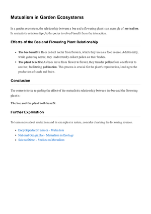 Mutualism in Garden Ecosystems