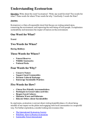 Understanding Ecotourism