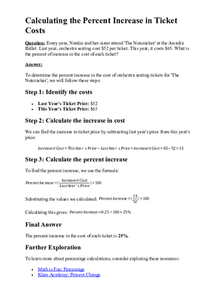 Calculating the Percent Increase in Ticket Costs