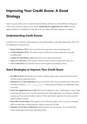 Improving Your Credit Score: A Good Strategy