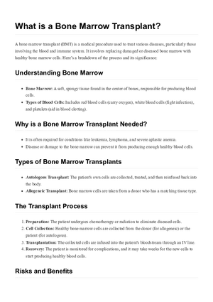 What is a Bone Marrow Transplant?