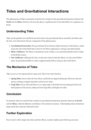 Tides and Gravitational Interactions