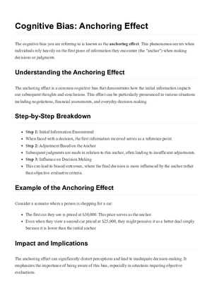 Cognitive Bias: Anchoring Effect