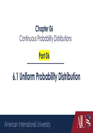 Continuous Probability Distributions