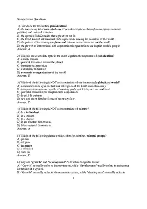 Geography Sample Exam Questions