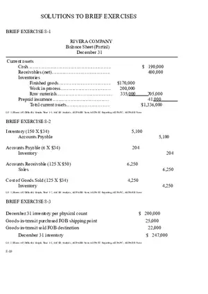 Ch. 8 Valuation of Inventories  A Cost - Basis Approach Solutions to Brief Exercises