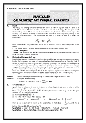 Chapter 20 Calorimetry and Thermal Expansion