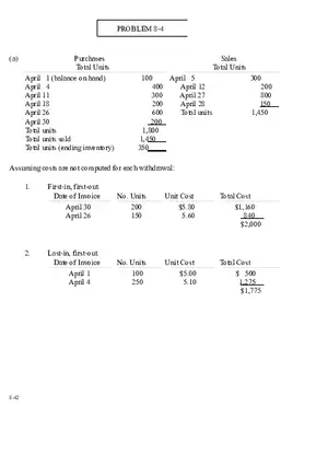 Ch. 8 Valuation of Inventories  A Cost - Basis Approach Solutions Problem 8-4