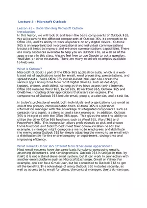 Lecture 3 - Microsoft Outlook