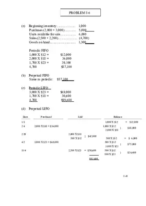 Ch. 8 Valuation of Inventories  A Cost - Basis Approach Solutions Problem 8-6