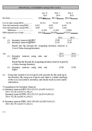 Ch. 8 Valuation of Inventories  A Cost - Basis Approach Financial Statement Analysis Case 3