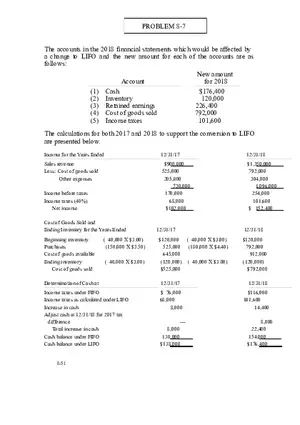 Ch. 8 Valuation of Inventories  A Cost - Basis Approach Solutions Problem 8-7