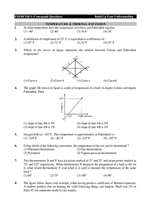 Temperature & Thermal Expansion Exercise-I