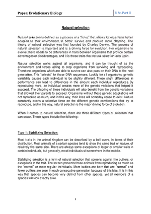 Natural Selection Academic Notes
