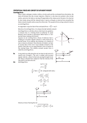 Centrifugal Force and Concept of Apparent Weight