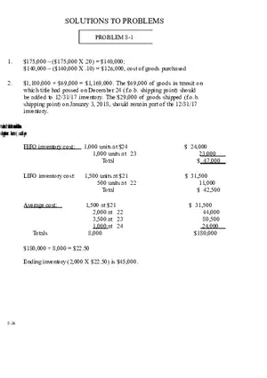 Ch. 8 Valuation of Inventories  A Cost - Basis Approach Solutions Problem 8-1