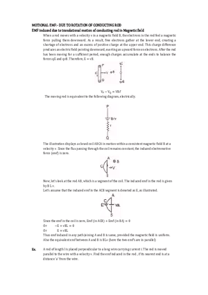 Motional EMF:- Due to Rotation of Conducting Rod E