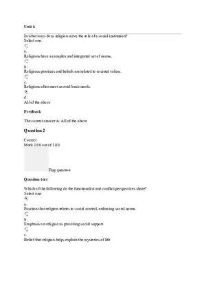 Sociology Quiz Unit 6
