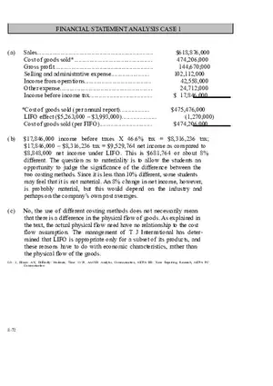 Ch. 8 Valuation of Inventories  A Cost - Basis Approach Financial Statement Analysis Case 1