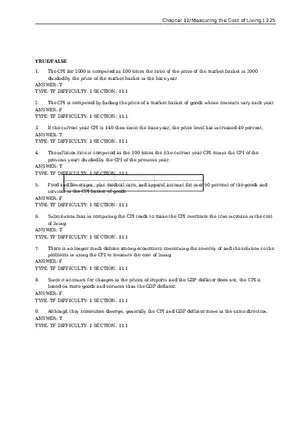 Chapter 11 Measuring the Cost of Living True False