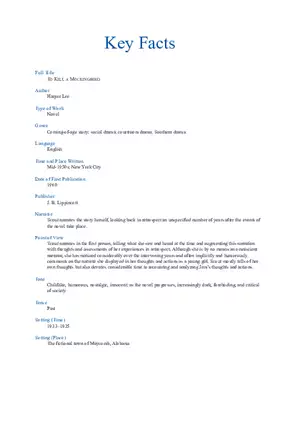 To Kill a Mockingbird Key Facts