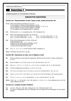 Fundamental of Mathematics Exercise