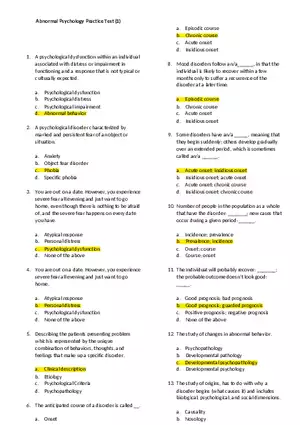Abnormal Psychology Practice Test